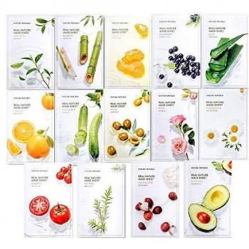 Nature Republic Real Nature Avocado Mask Sheet (10 pcs combo pack) - Nourishing sheet mask for dry skin, 23 ml each