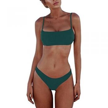 Conjuntos de Bikinis para Mujer Push Up Bikini Traje de baño de Tanga de Cintura Baja Verde M