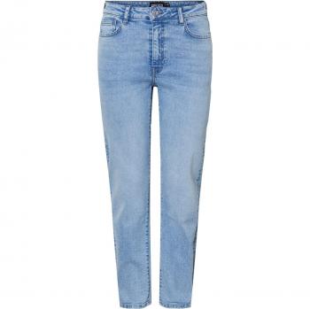 Pieces Bella Women's High-Waisted Slim Ankle Jeans - Light Blue Denim