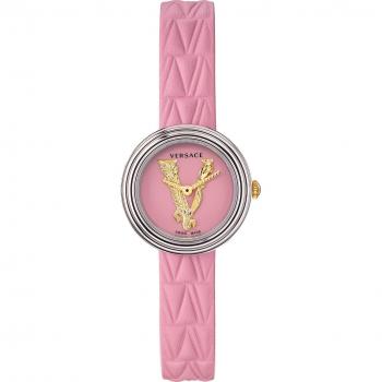 Versace Virtus Mini Pink Leather Watch