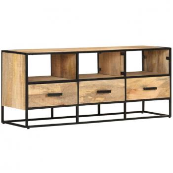 Mueble para TV de madera maciza reciclada 110x30x45 cm, Mueble de salón, Mueble televisor, mesa de TV, con diseño rústico y acabado en madera de manguera rugosa
