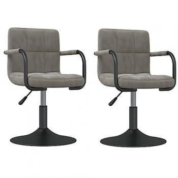 Sillas de comedor giratorias de terciopelo gris claro (2 piezas)