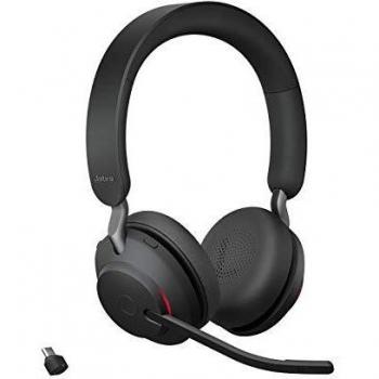 Jabra Evolve2 65 Auriculares Inalámbricos Estéreo con Cancelación de Ruido - Certificados para plataformas UC - Batería de Larga Duración - Adaptador Bluetooth USB-C - Negro