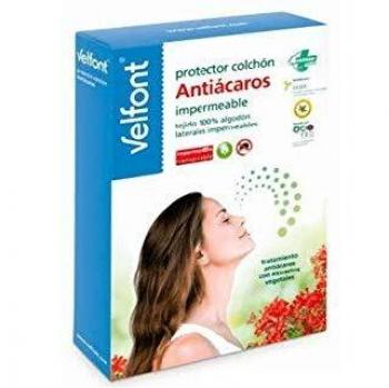 Velfont - Protector colchón Antiácaros Impermeable 180, Blanco