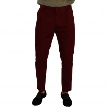 Dolce & Gabbana Dark Red Cotton Mens Chinos Trouser Dress Pants - IT48 | M, Tapered Trousers, male, Size: M