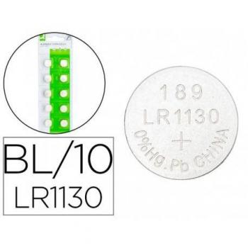 Pila Q-Connect Tipo Botón Alcalina AG13 LR54 1.5V Blister de 10 Unidades