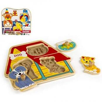 Color Baby- Puzzle Encajes Madera Animales 23X21 Cm, Multicolor