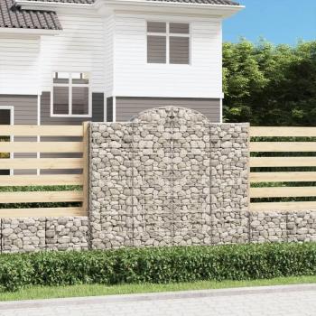 Cestas de Gaviones Arco 5 Piezas 200x50x80/200 cm de Hierro Galvanizado Plateado