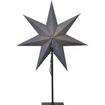 Estrella de pie Ozen 75 cm, color gris, E14, con cable textil negro