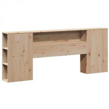Cabecero de cama con almacenaje madera maciza de pino 200 cm Marrón