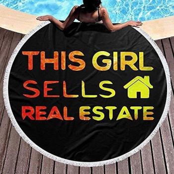 Leo-Shop Toalla de Playa Redonda Funny Realtor Rainbow Large Blanket con borlas Ultra SoftBeach Throw 59 Inch