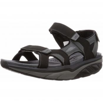 Saka 6S M Sport PU Leather Men's Open-Toe Sandals - Black/Charcoal Grey, MBT Comfort Design