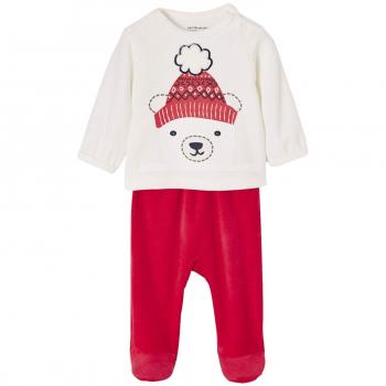 VERTBAUDET Pijamas de terciopelo para bebé con automáticos en el hombro Blanco Claro Liso Con Adorno 1M - 54CM