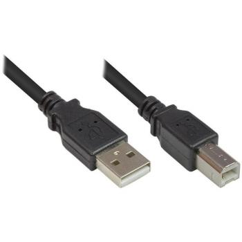 Cable USB 2.0 Macho A a Macho B, Negro, 0,5m