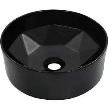 vidaXL Lavabo Sanitario Baño Servicio Fregadero Piezas de Fontanería Bricolaje Instalación Decoración Aseo Grifería Casa 36x14 cm Cerámica Negro