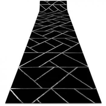Alfombra de Pasillo RUGSX Emerald 7543 Glamour, Geométrico Negro/Plata, 70x310 cm