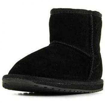 EMU Botines Wallaby Mini para niña - Botas de montaña, color negro, diseño cómodo y resistente, suela antideslizante, forro de lana merino natural, cierre fácil