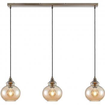 Lámpara colgante Lindby Tymoni de vidrio ámbar, 3 luces E27, estilo vintage para salón y comedor