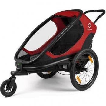 Remolque de bicicleta Hamax Outback ONE para niños con respaldo ajustable Rojo/Negro