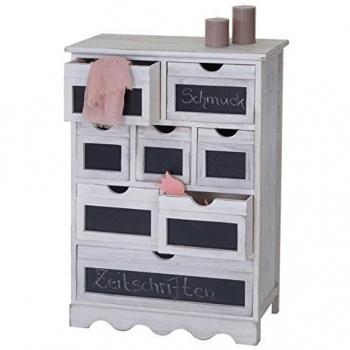 Cómoda Ermelo estilo vintage shabby con tablero, 87x60x30cm, blanca, certificada MVG