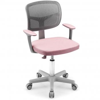 Silla Ergonómica para Escritorio Infantil Costway con Ruedas, Silla Giratoria de Ordenador Altura Regulable, Soporte Lumbar, Diseño para Niños de 3-10 años (Azul)