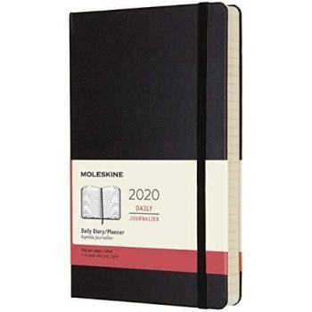 Moleskine - Agenda Diaria de 12 Meses 2020, Tamaño Grande 13 x 21 cm, 400 Páginas, Negro