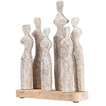 Figura Decorativa de Madera de Mango 28x11x41 cm - Natural/Blanco