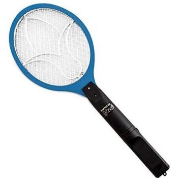 kwmobile Matamoscas eléctrico - Raqueta eléctrica Mata Mosquitos - Raqueta pequeña Azul - Exterminadora de Insectos con Mango