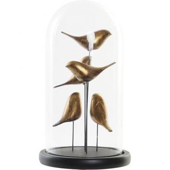 Figura resina cristal 17 x 17 x 32 pájaros dorado