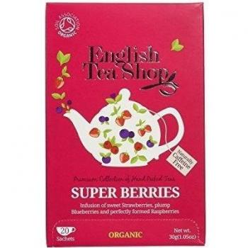 English Tea Shop - Super Berries - Tisana Orgánica de Hibiscus con Fresa, Arándanos y Frambuesa - 40 g