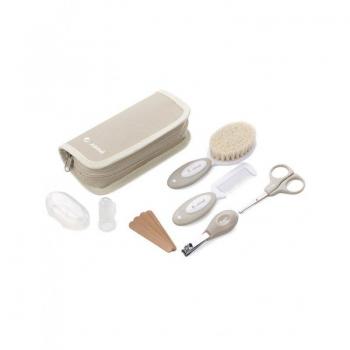Jané Set de Higiene Básico con Neceser Incluye Cepillo de Cerdas Naturales y Color Sand