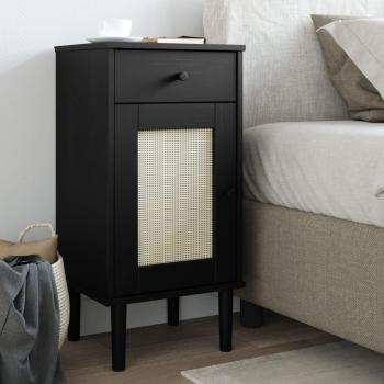 vidaXL Bedside Cabinet SENJA Rattan Look Black 40x35x80 cm Solid Wood Pine