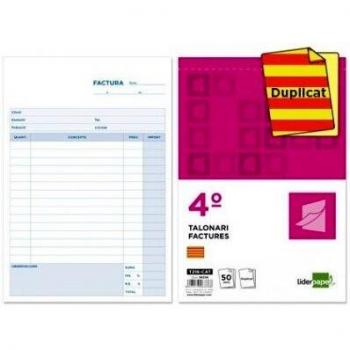 Liderpapel - Talonario facturas cuarto original y copia t216 con i.v.a. Texto en catalan