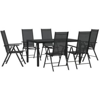 7 Piece Black Aluminum Garden Dining Set
