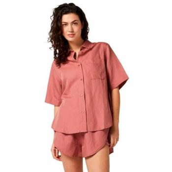 Camisa de Manga Corta Mystic Linen para Mujer en Color Rosa