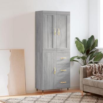 Aparador alto de madera contrachapada gris sonoma 69,5x34x180 cm