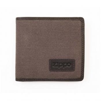 Cartera Hombre Zippo Original Leather & Canvas Wallet - Cartera para hombre de cuero y lona marrón