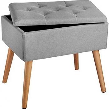 tectake 800833 Banco Acolchado Efecto Lino con Espacio de Almacenamiento, Asiento para almacenaje, Mobiliario de Interior