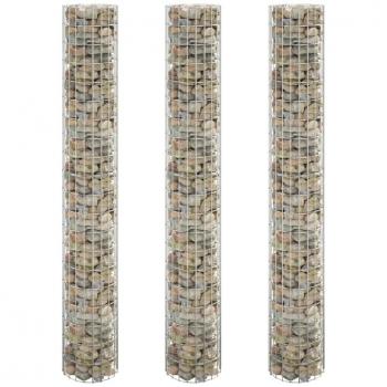 vidaXL Circular Gabion Raised Beds 3 pcs Galvanised Steel Ø30x200 cm