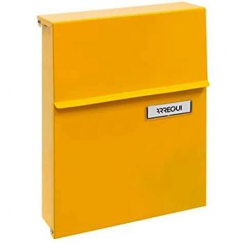 ARREGUI Line E6808 Acero, Correo Individual Exterior con Cerradura Tapada, Antilluvia, Buzón Pequeño de Pared, Fácil de Instalar, Amarillo, Tamaño S