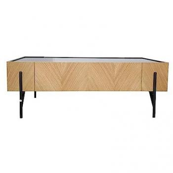 Mesa de centro vintage de madera clara con 2 grandes cajones Sequoia