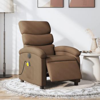 Silla de masaje reclinable eléctrica marrón en tela Vidaxl