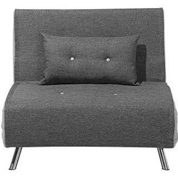 Sofá Cama Individual Plegable Tapizado en Tela Gris Farris