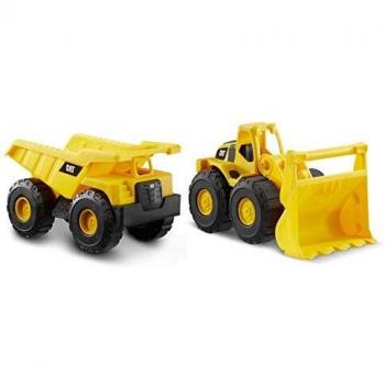 Pack Doble Camión Volquete y Pala Cargadora Caterpillar CAT, Vehículos de Construcción 26cm