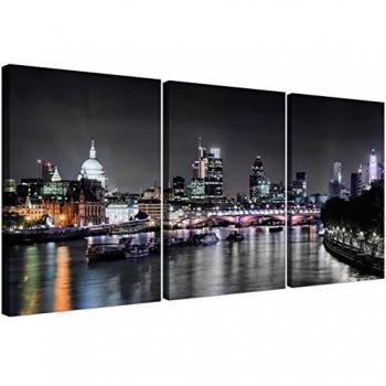 Cheap London Skyline Canvas Art - 3 Panel for your Living Room - Trendy Cityscape Canvas Pictures - 3211 - WallfillersÃ‚® by Wallfillers