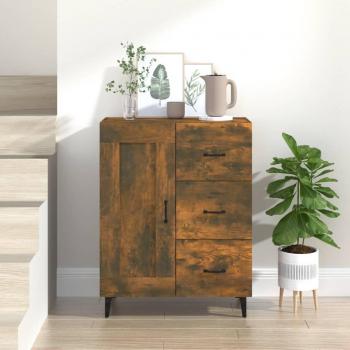 Aparador de madera contrachapada color roble ahumado 69,5x34x90 cm - Mueble de Almacenaje de Salón, Buffet para salón Moderno, Armario Auxiliar, Armario de Al