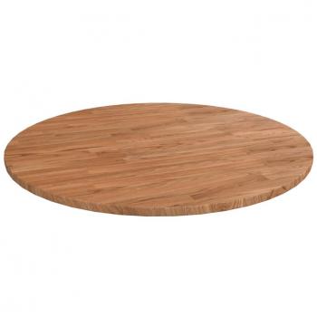 Mesa redonda de madera de roble marrón claro Ø 80x1,5 cm tratada