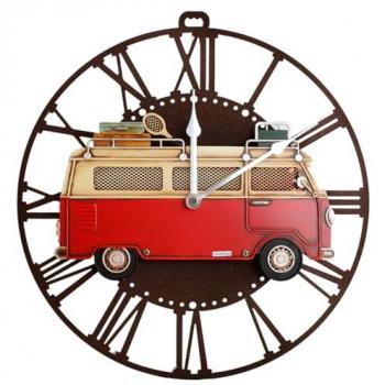 Reloj de Pared Vintage Autobús Rojo Redondo 34x33x4cm - Signes Grimalt ORIGEN Home Decor