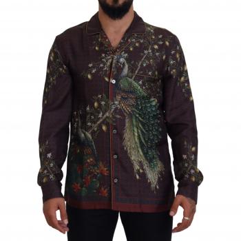 Dolce & Gabbana Bordeaux Ostrich Silk Satin Casual Men's Shirt - IT3 | XS