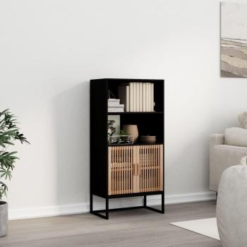 Armario alto de madera contrachapada negra de 60x35x125 cm
